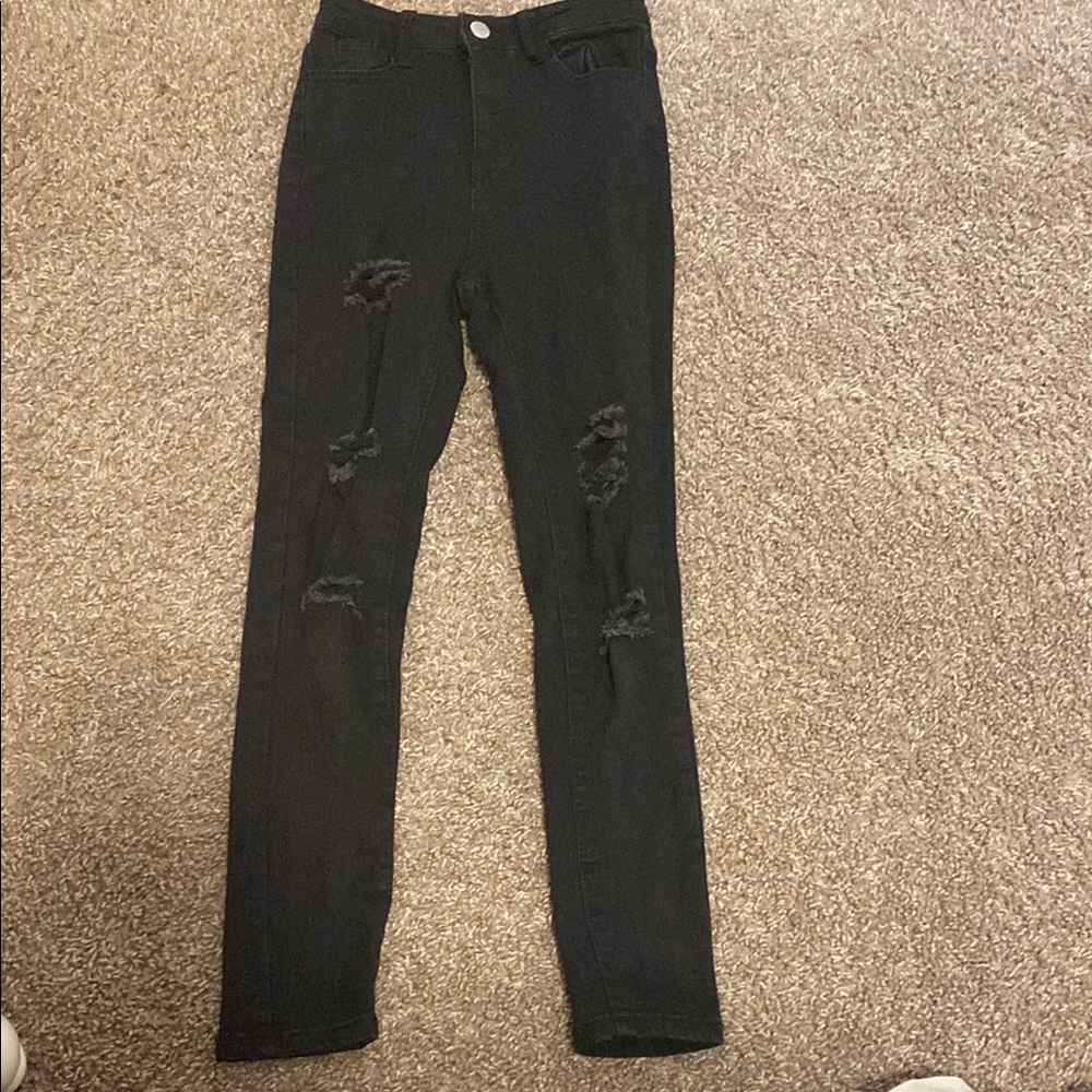 Black Distressed Skinny Jeans